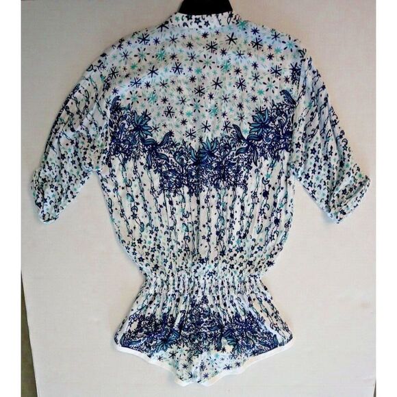 Poupette St Barth Women Sz XS Floral Kim 3/4 Sleeve Button Front Romper $275 - Picture 3 of 15